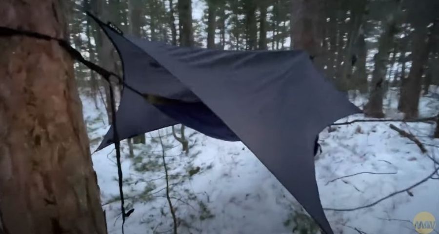 hammock in the snow and rain