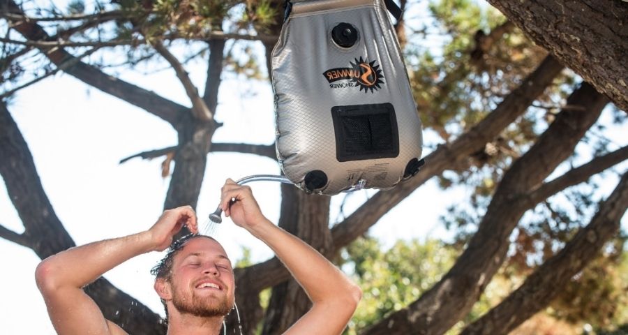 solar shower for winter camping