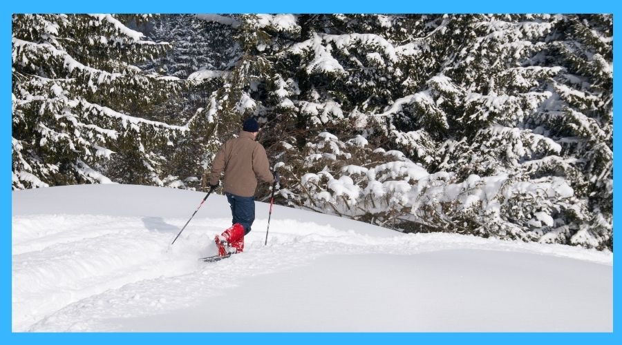 snowshoeing during winter camping