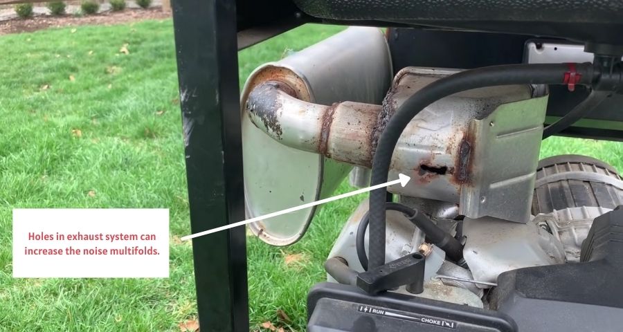 damaged generator exhaust muffler cause noise