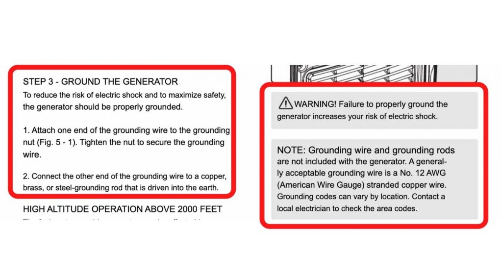 grounding requirement for WEN 56203i camping generator