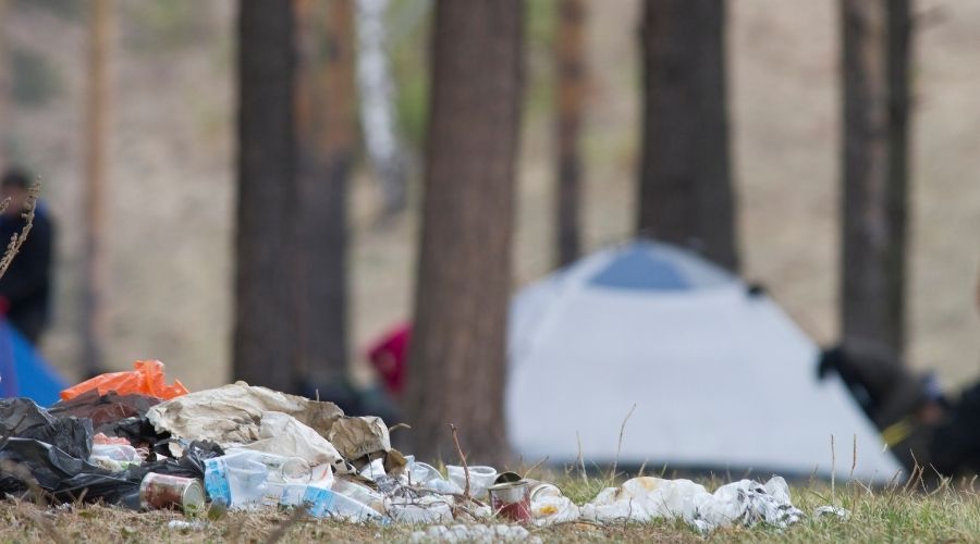 picture showing trash on campsite that home mosquitoes